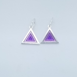 Shiny Shapes.  Sterling Silver Dangle Earrings in Purple Enamel