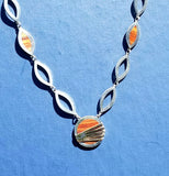 Sunburst Necklace in Sterling Silver, Tulipwood and Gold