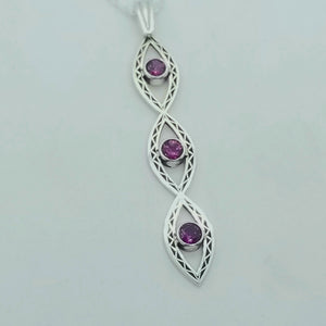 Triple Marquise Sterling and Garnet Pendant