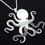 Octopus Pendant - Sterling Silver with Black Spinel