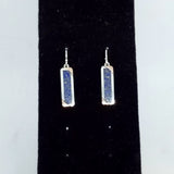Crushed Lapis, Silver, and Rose  Gold Earrings
